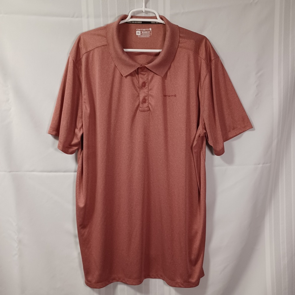 Carhartt Polo Shirt Mens 2XL Clay Force Sun Defender Relaxed Fit TK6901-M Short